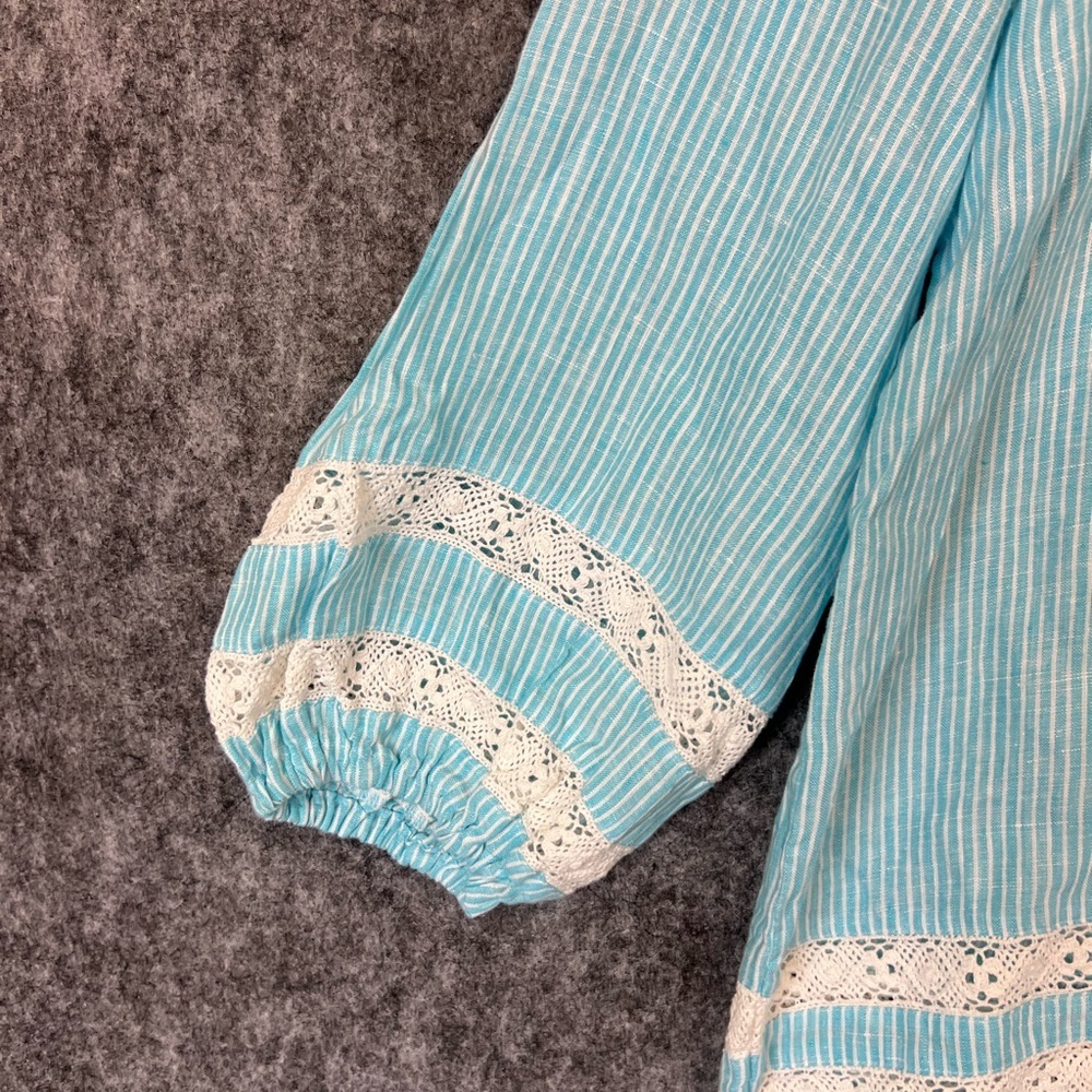 Lauren Ralph Lauren Womens Linen Lace Trim Peasant Top
XL Blue White V Neck - Picture 2 of 7